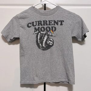 Rainbow Sloth “Current Mood” Graphic T-shirt Kids Sz 6 Unisex by Hybrid